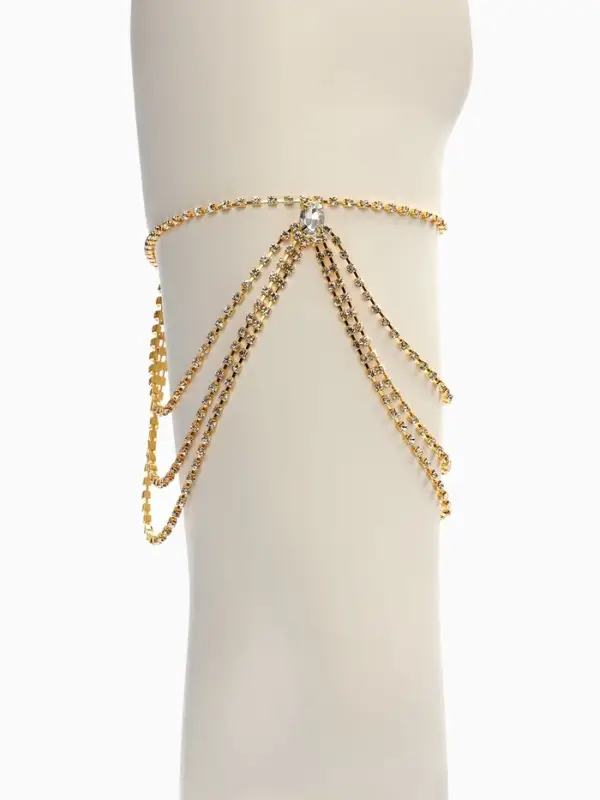 Бодичейн на бедро со стразами &laquo;Шахерезада&raquo;, белая в золоте