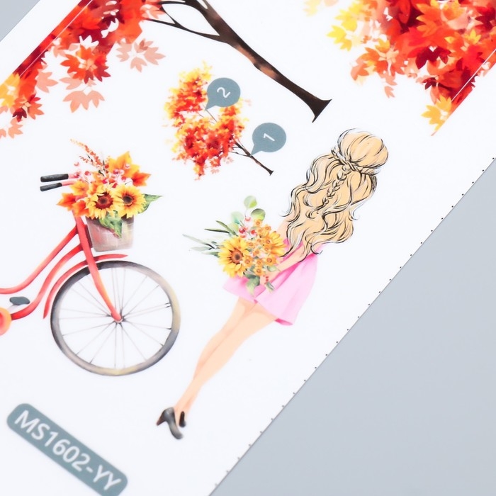 Наклейка пластик интерьерная на выключатель Наклейка пластик интерьерная на выключатель "Осень. Прогулка на велосипеде" 11х25 см