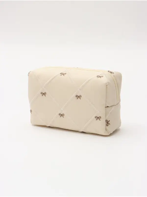 Косметичка кирпичик бантики, 19*8*10, бежевый