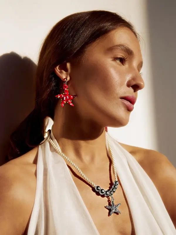 Кулон на шнурке &laquo;Морская звезда&raquo;, L=45 см, бело-серебристый