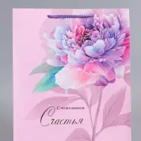 Пакет подарочный ламинированный "С пожеланием счастья" 26 х 12 х 32 см