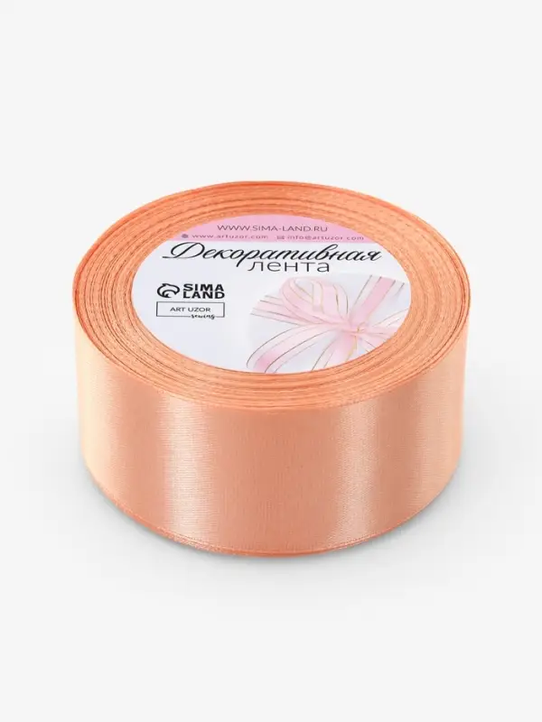 Лента атласная 38мм*25&plusmn;1ярд(23м&plusmn;1м) светло-оранжевый СП АУ