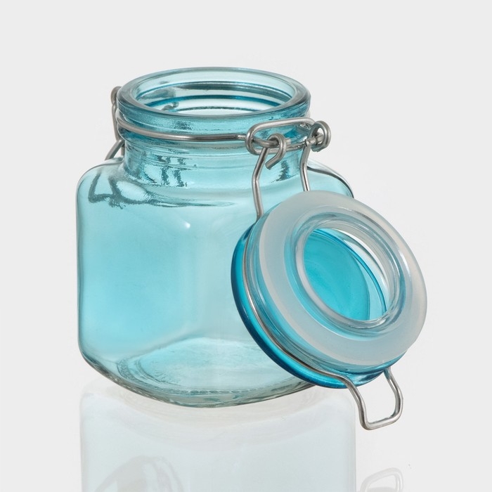 Банка стеклянная для хранения сыпучих продуктов «Квадрат», 100 мл, 5,5×8 см, с бугельным замком, цвет МИКС Банка стеклянная для хранения сыпучих продуктов «Квадрат», 100 мл, 5,5×8 см, с бугельным замком, цвет МИКС