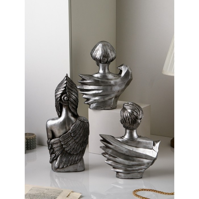 Набор фигур «Женщина воин», полистоун, 42 см, цвет серебро Набор фигур «Женщина воин», полистоун, 42 см, цвет серебро