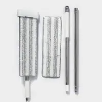 Швабра с отжимом, противоударная, со сгоном, стальная ручка, 2 профессиональные насадки, 36&times;11&times;130 см