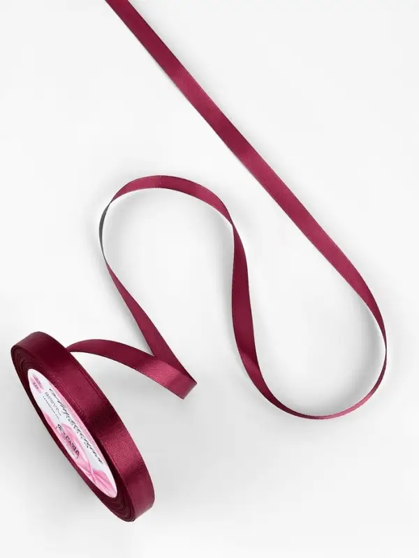 Лента атласная, 10 мм, 23±1 м, бордовая Лента атласная, 10 мм, 23±1 м, бордовая