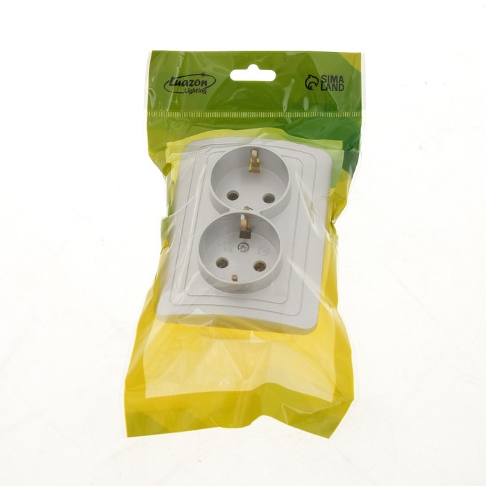 Розетка двухместная Luazon Lighting  Розетка двухместная Luazon Lighting "Орион", 16 А, скрытая, с з/к, серебристая