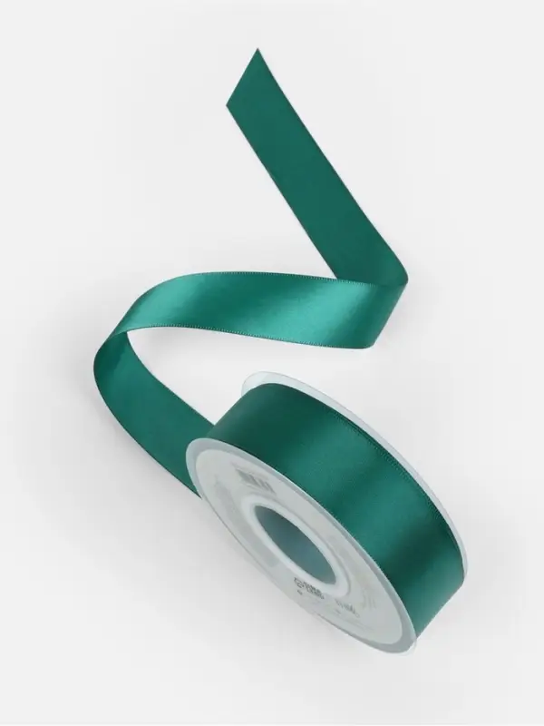 Лента атласная TEIRA, двухсторонняя, 25 мм, 25&plusmn;1 м, зелёная №0589