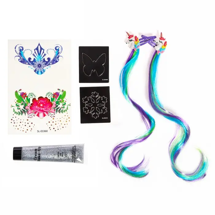 УЦЕНКА Набор детских татуировок для лица и тела «Принцесса зима», с прядями, в пакете, МИКС УЦЕНКА Набор детских татуировок для лица и тела «Принцесса зима», с прядями, в пакете, МИКС