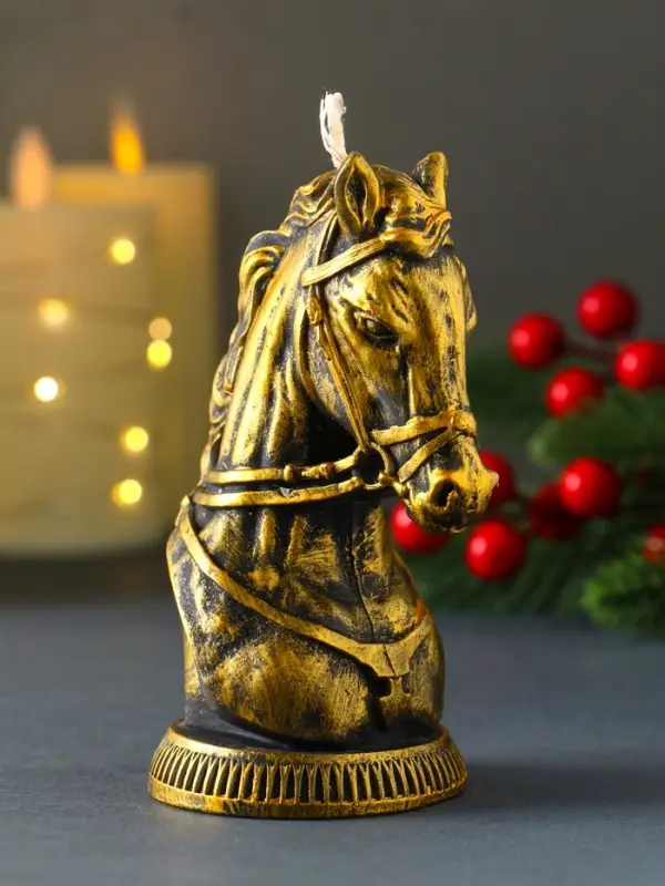 Декоративная свеча Декоративная свеча "Бюст лошади" (бронза), 131 г, 74х60х118