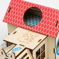 Комплекс-площадка для грызунов, 19&times;14 см, 2 домика и горка, фанера