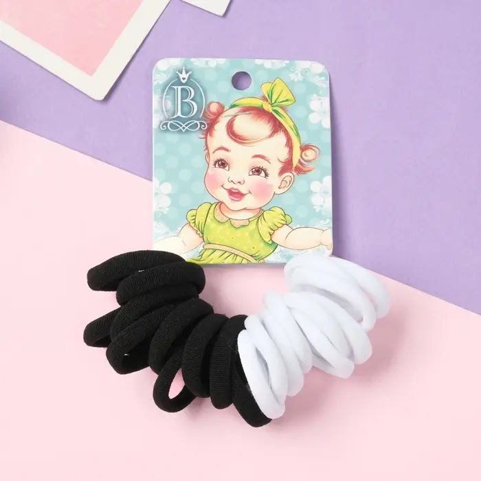 Резинка для волос "Крошка" (набор 20 шт) бантик, 2,5 см, чёрный белый