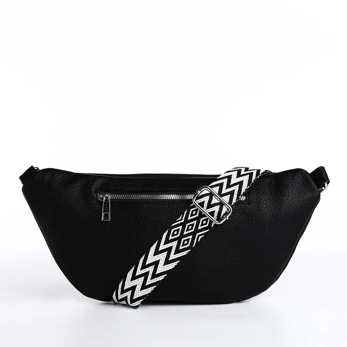 Сумка женская кросс-боди на молнии, 34&times;11&times;17 см, чёрная