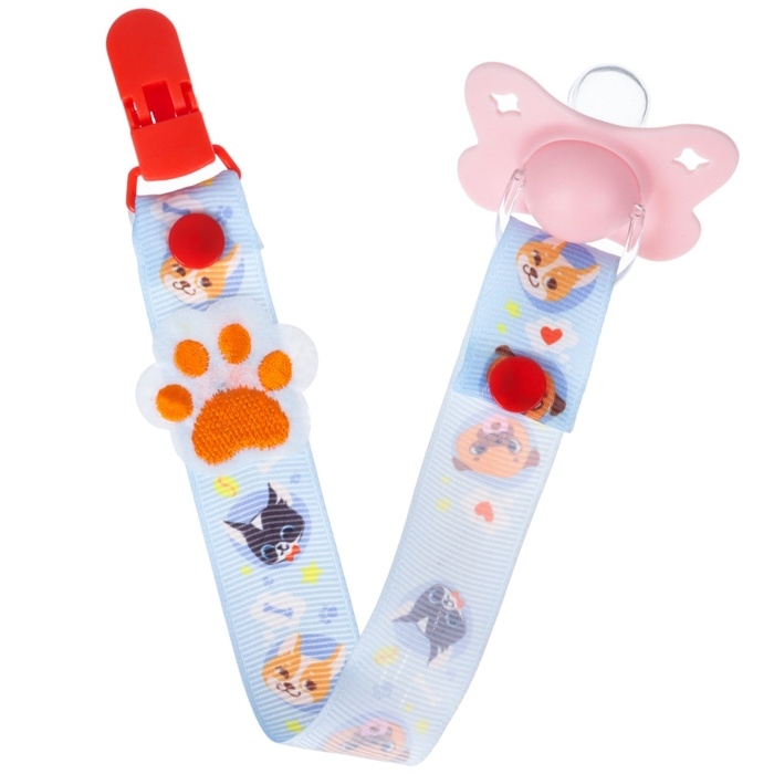 Держатель для соски - пустышки «ТРЕНД. Пёсики», на ленте