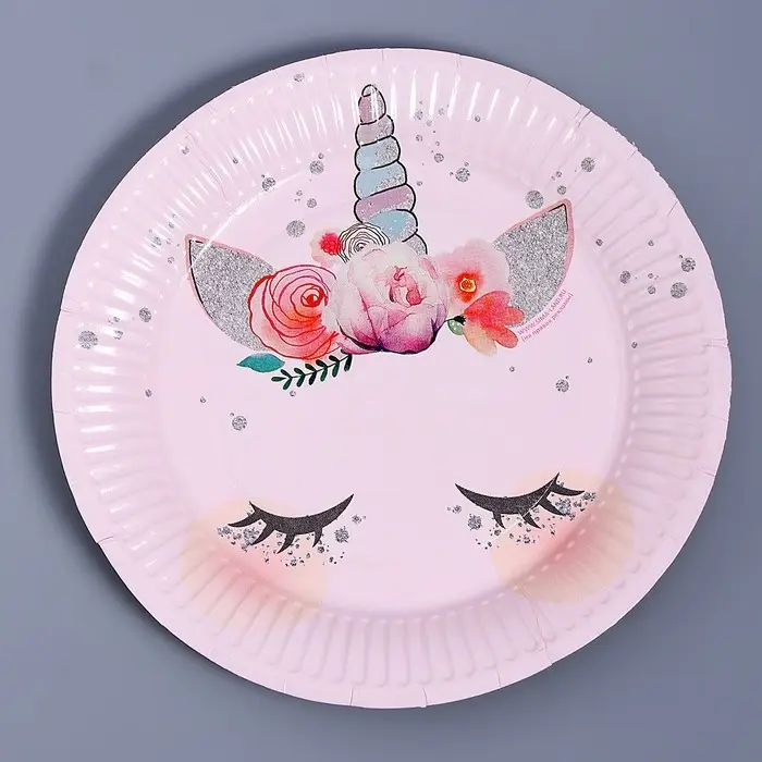 Тарелка одноразовая бумажная «Единорог», 18 см