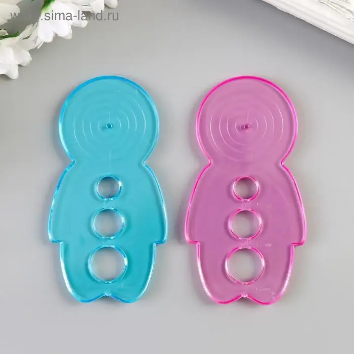 Линейка-шаблон для ровных завитков  Линейка-шаблон для ровных завитков "Человечек" МИКС 9,5х5 см