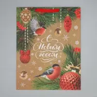 Пакет подарочный новогодний крафтовый «Снегири», L 31 х 40 х 11.5 см Пакет подарочный новогодний крафтовый «Снегири», L 31 х 40 х 11.5 см