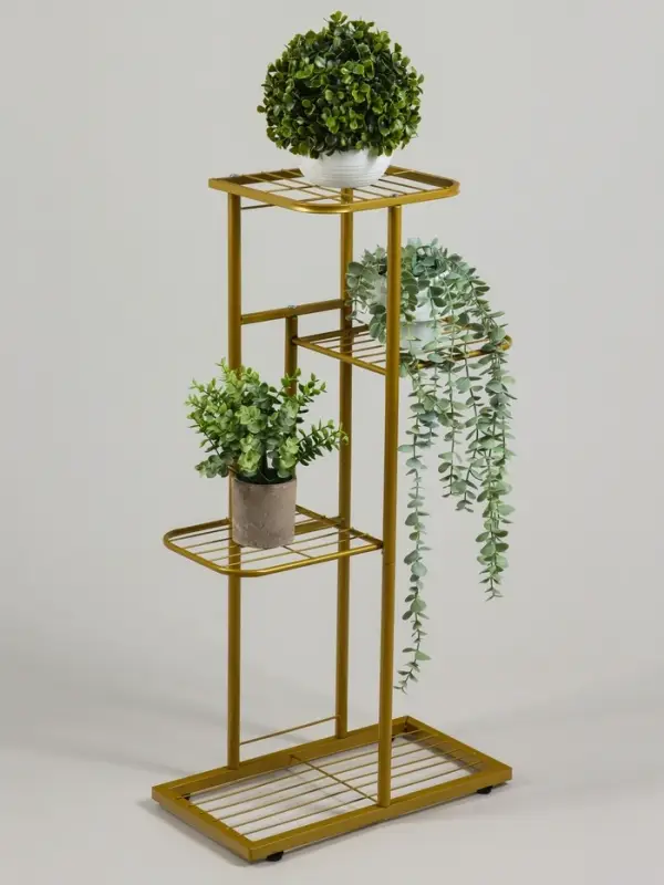 Подставка для цветов Greengo, 4 полки, 43&times;22&times;82 см, напольная, металл, цвет золотой