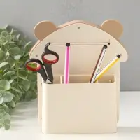 Фоторамка пластик карандашница 10х15 см "Домик с ушками мишки" бело-бежевый 4,8х16,7х20 см   1096452