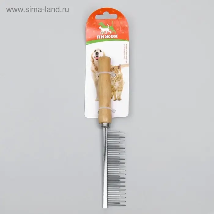 Расчёска-разнозуб Wood, 20&times;3 см, с деревянной ручкой