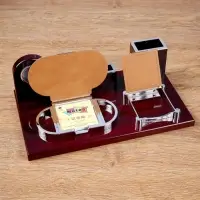 Набор настольный, органайзер 5 в 1 с визитницей и часами, 34&times;20&times;13 см