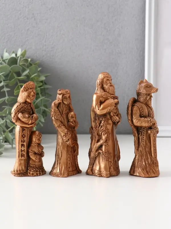 Фигуры "Славянские боги" набор 4 шт, высота от 10,5 до12,5 см, бронза