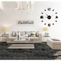 Часы настенные интерьерные для кухни, 3d &laquo;Время кофе&raquo;, большие, d=50 см, чёрные