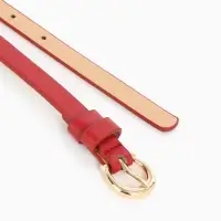 Ремень женский тонкий, 110&times;1.3 см, пряжка металл золотистая, полукруглая, красный