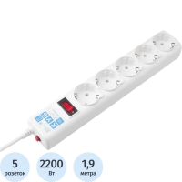 Сетевой фильтр Power Cube 5р/1.9м 10А/2,2кВт 3х0,75 SPG-B-6-WHITE)