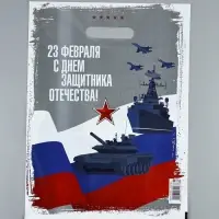 Пакет подарочный &laquo;23 февраля&raquo;, полиэтиленовый, с вырубной ручкой, 30&times;40 см, 50 мкм