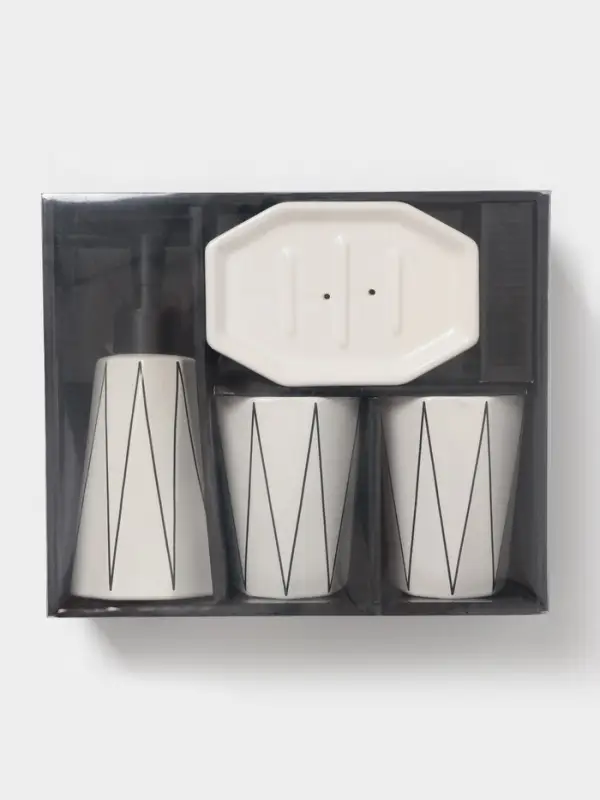 Аксессуары для ванной &laquo;Локо&raquo;, 4 предмета, дозатор для мыла 280 мл, мыльница, 2 стакана 250 мл, белые