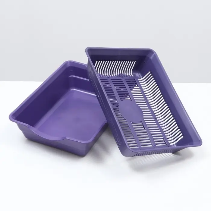 Туалет для кошек, 36&times;25&times;9 см, глубокий, с сеткой, пластик, фиолетовый