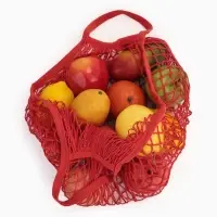 Сумка-авоська плетёная, клетка 1.5 см, красная