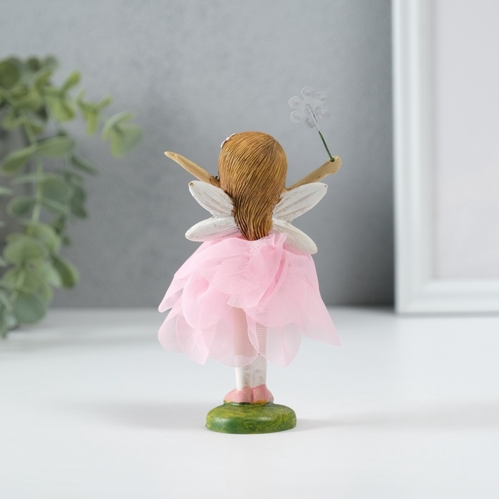 Сувенир полистоун  Сувенир полистоун "Девочка фея в цветочном розовом платье" 7х6х12 см