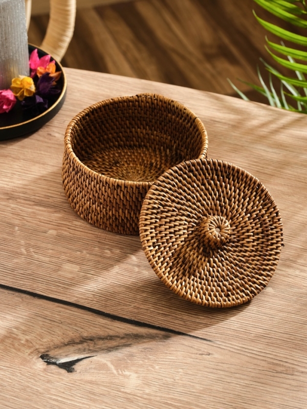 Корзинка плетеная ротанг, 12х12х8 см