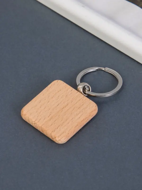 Деревянный брелок для ключей на кольце под нанесение &laquo;Квадрат&raquo;, закруглённые углы, 4&times;4 см