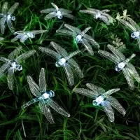 Гирлянда &laquo;Нить&raquo;, 4.5 м, уличная, с насадками &laquo;Стрекоза&raquo;, IP44, 30 LED, 2 режима, солнечная батарея, тёмная нить, свечение белое