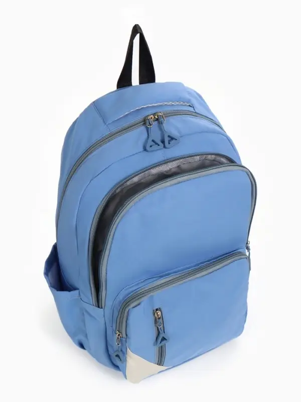 Рюкзак школьный на молнии, с отделами, карманами, размер 31&times;18&times;44 см, голубой