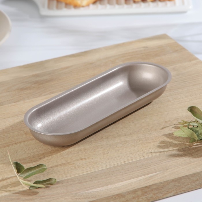 Форма для выпечки «Овал», 19×7×2,5 см, антипригарное покрытие, цвет золотой Форма для выпечки «Овал», 19×7×2,5 см, антипригарное покрытие, цвет золотой