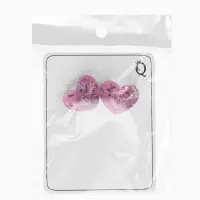 Серьги "Сердце блестка", цвет сиреневый с паталью серебро