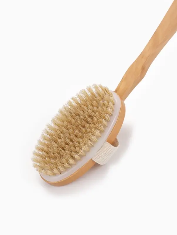 Щётка массажная для тела, из натуральной щетины, с ручкой, гладкая