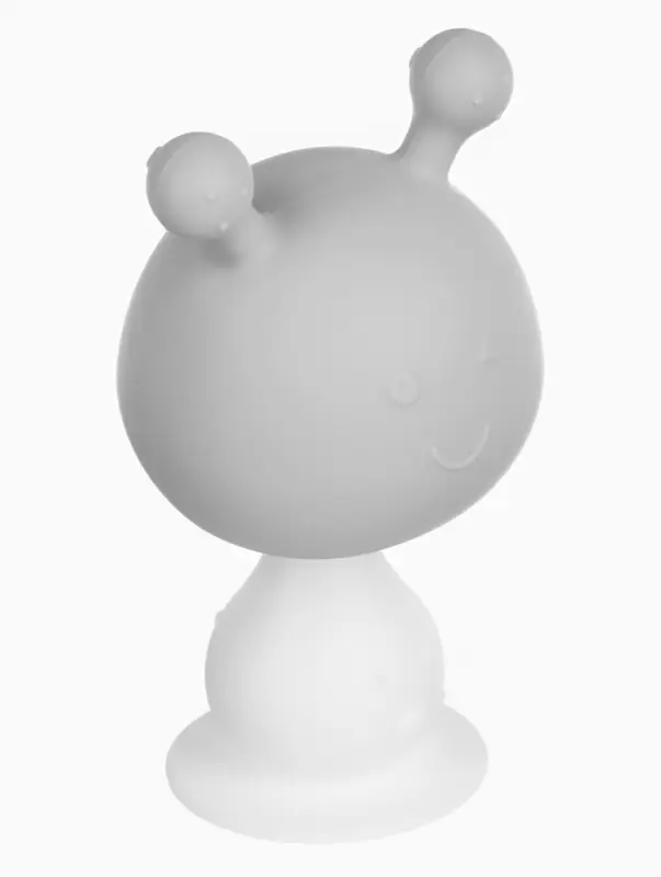 Прорезыватель силиконовый для зубов с погремушкой 3 в 1 M&B «Зайка», серый