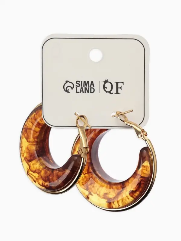 Серьги-кольца акрил Серьги-кольца акрил "Тренд", цвет янтарный в золоте