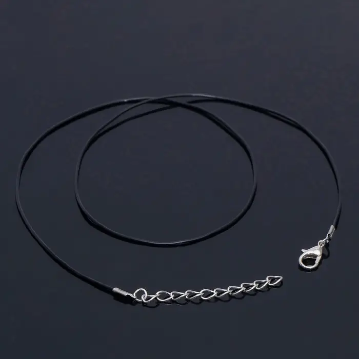 Шнурок каучуковый, неполый, 60 см + удлинитель 5 см, d=1.3 мм, чёрный в серебре Шнурок каучуковый, неполый, 60 см + удлинитель 5 см, d=1.3 мм, чёрный в серебре