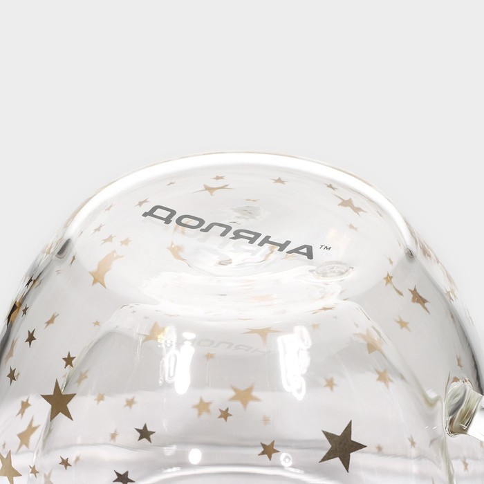 Кружка стеклянная с двойными стенками Доляна «Дуо. Звёзды», 160 мл, 12,5×9×7,5 см Кружка стеклянная с двойными стенками Доляна «Дуо. Звёзды», 160 мл, 12,5×9×7,5 см