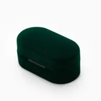 Футляр бархатный под серьги/ кольца/запонки, &laquo;Овал вытянутый&raquo; 7.5&times;4, цвет зелёный, вставка белая