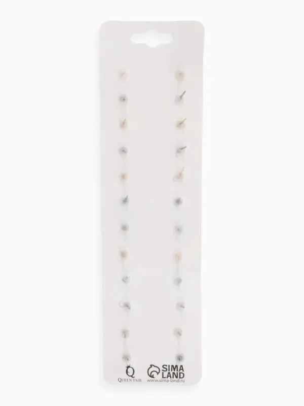 Серьги пусеты One year, 12 пар беззаботность, бело-красные в золоте