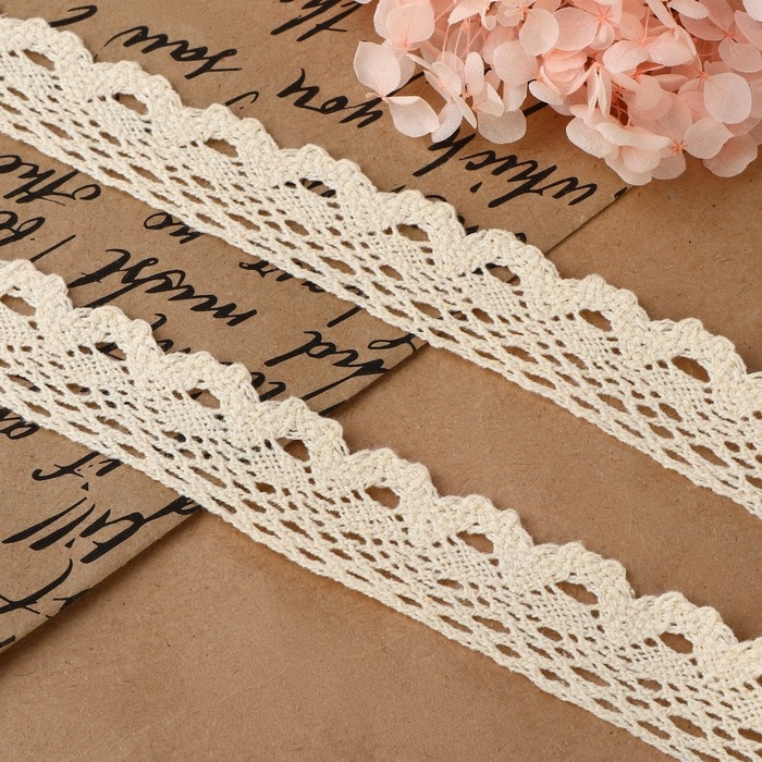 Кружево вязаное, 25 мм × 15 ± 1 м, цвет бежевый Кружево вязаное, 25 мм × 15 ± 1 м, цвет бежевый