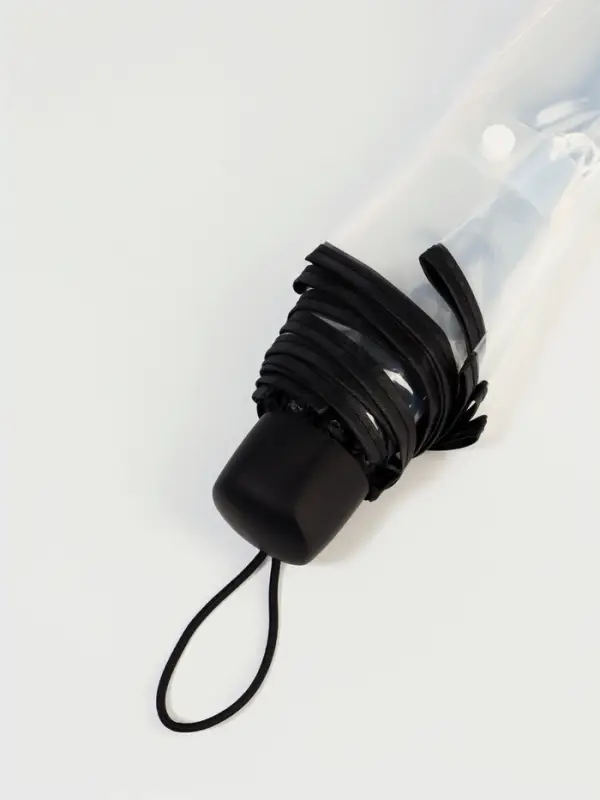 Зонт механический &laquo;Однотонный&raquo;, 3 сложения, 8 спиц, R=48/53 см, d=96 см, прозрачный, чёрный