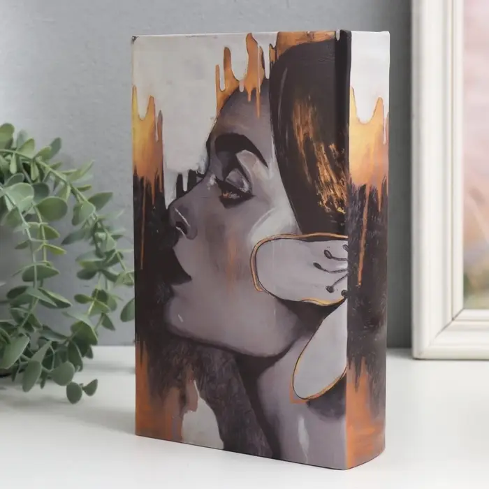 Шкатулка книга - сейф &laquo;Профиль девушки&raquo;, дерево и искусственная кожа, с замком, 21&times;13&times;5 см